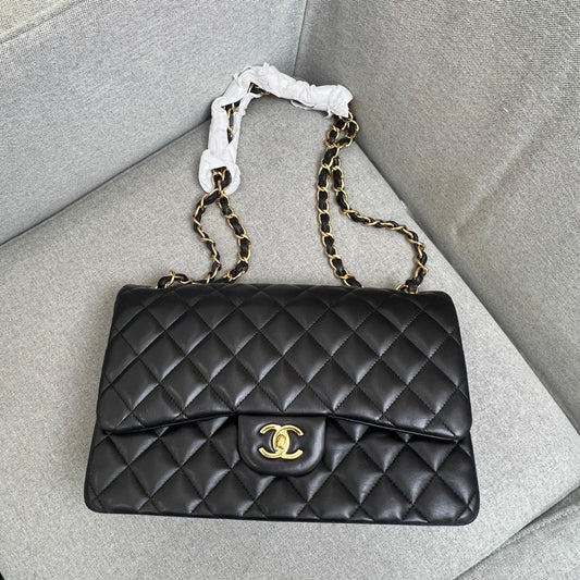 Chanel Classic Double Flap Bag Jumbo Black Lambskin