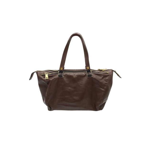Celine Dark Brown Triple Zip Satchel