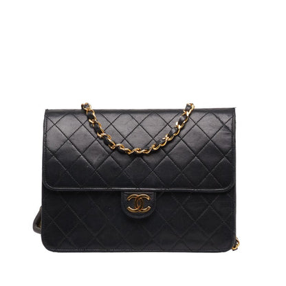 Chanel Matrases Coco Pushlock Chain Shoulder Bag Black  S  Chanel