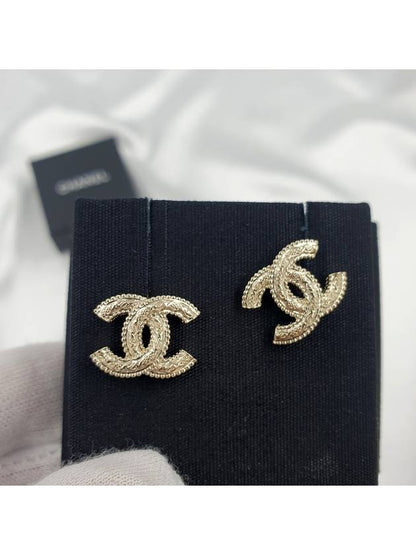 CC Logo Mini Earrings Gold Chanel