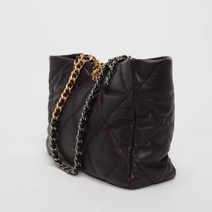 Chanel Aubergine Quilted Lambskin 19 East West Shopping Tote