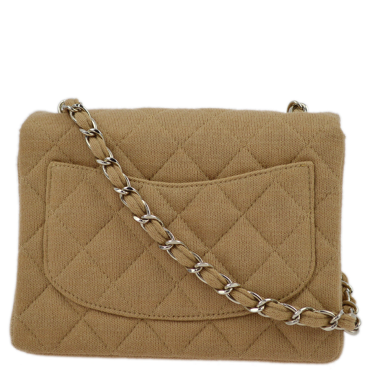 Chanel Beige Cotton Mini Classic Square Flap Shoulder Bag 17