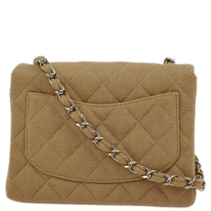 Chanel Beige Cotton Mini Classic Square Flap Shoulder Bag 17