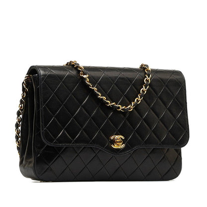 Chanel Mattress ingle Chain Shoulder Bag Black Gold   Chanel