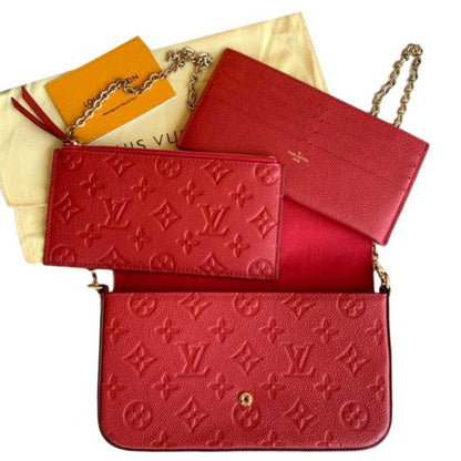 Louis Vuitton Pochette Felicie Bag Monogram Leather Cerise