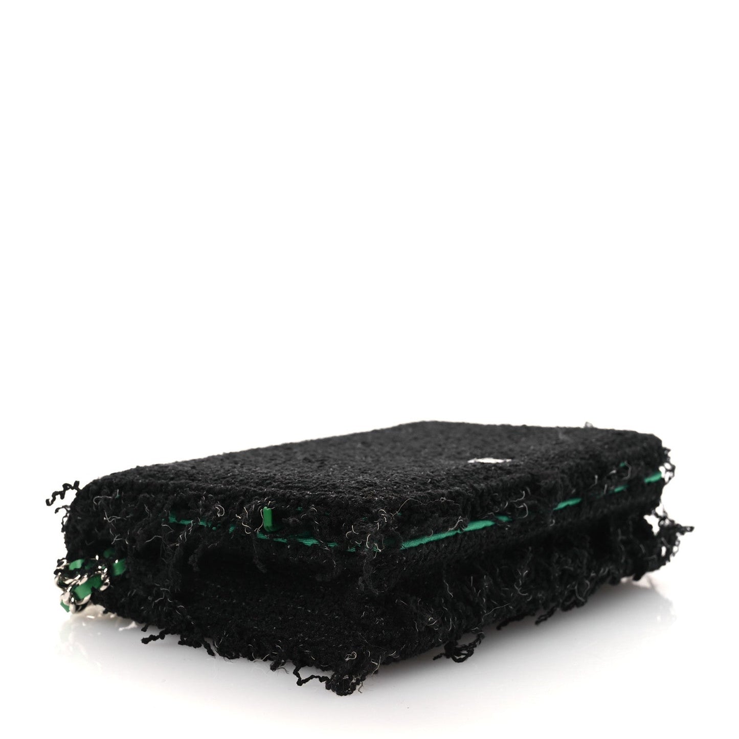 Tweed Fringe Wallet On Chain WOC Black Green