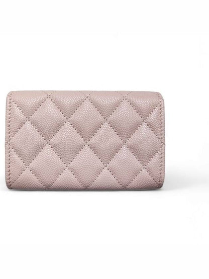 CC Logo Diamond Card Wallet Light Light Pink Chanel
