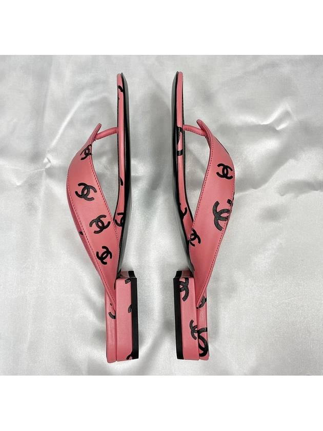 CC Logo Print Lambskin Flip Flops Pink Chanel