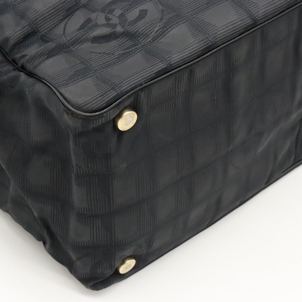 CHANEL NEW LABEL LINE  MM TORTE BAG Nylon  Black Black Gold  A15991