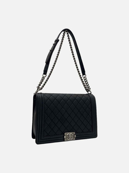 CHANEL Boy Black Quilted Shoulder Bag