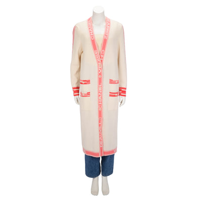 Chanel Cream Cashmere Biarritz Longline Cardigan FR 42