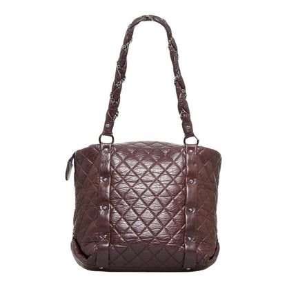 Chanel Cocomark Luxury Line Chain houlder Bag  Bag Brown Silver Leather  CHANEL