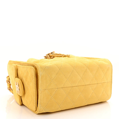 Suede Quilted Mini Chanel 25 Handbag Yellow