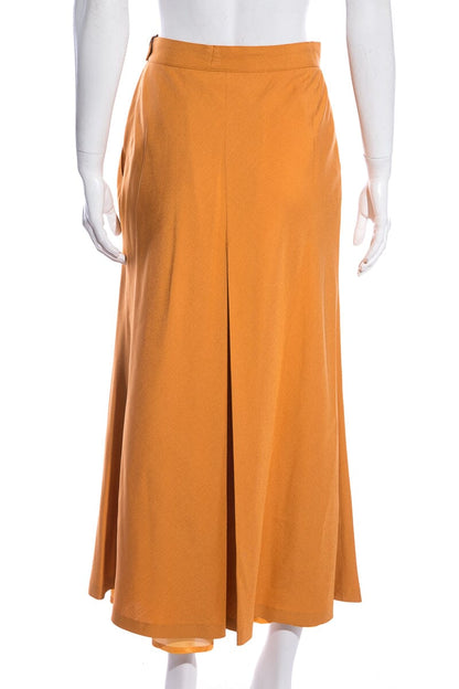 Chanel Vintage Orange Pleat Front Skirt SZ N/A