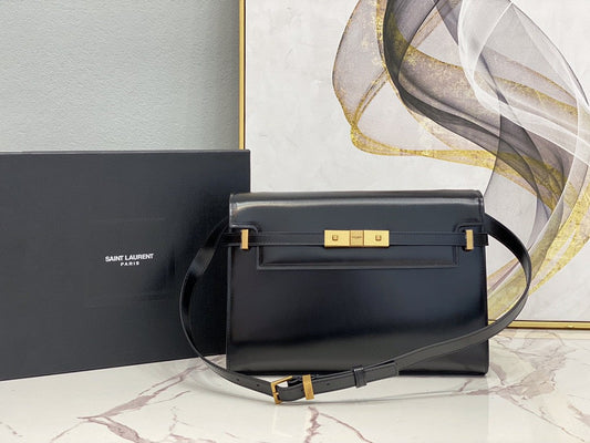 YSSL Manhattan Shoulder Bag In Box Black For Women 11.4in/29cm YSL 5792710SX0W1000