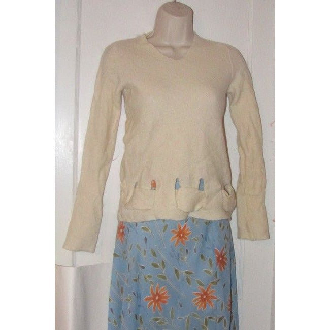 Fendi Sweater Ivory Wool With Cut Out Woven Design Sweater