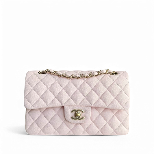Chanel Classic Flap Small - Caviar 23CM Quilted Light Sakura Pink Gold Hardware Microchip