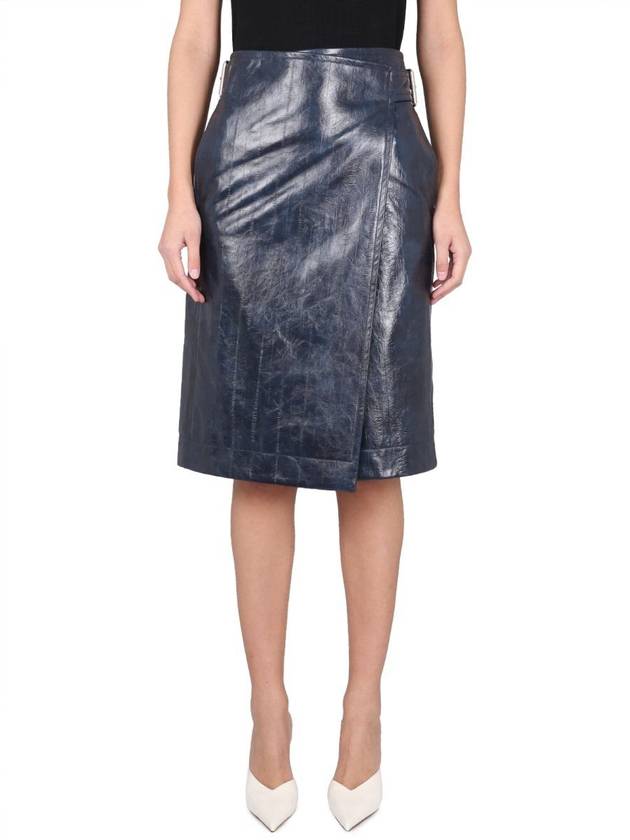 Luxury Bottega Veneta 23 ss Leather Midi Skirt 743739V2QS04217 B0040300445