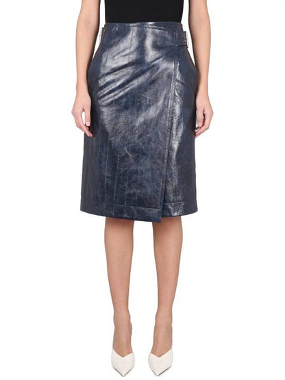 Luxury Bottega Veneta 23 ss Leather Midi Skirt 743739V2QS04217 B0040300445