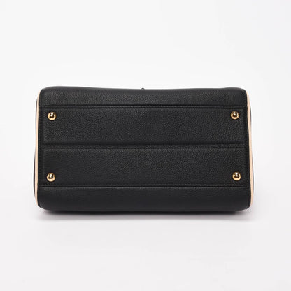 Louis Vuitton Black Grained Calfskin & Monogram Double V Bag