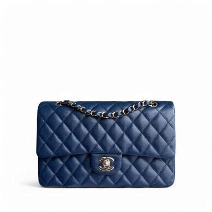 Chanel Classic Flap Medium - Caviar 25CM Quilted Dark Blue Light Gold Hardware Series 27