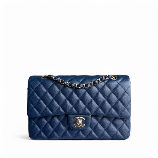Chanel Classic Flap Medium - Caviar 25CM Quilted Dark Blue Light Gold Hardware Series 27