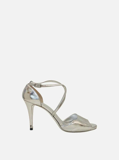 CHANEL Metallic Silver Size EU 41 Heeled Sandals