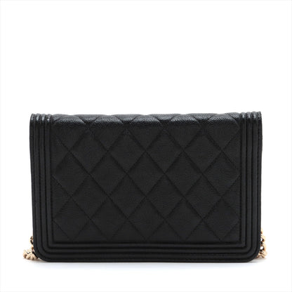 Chanel Boy Chanel St Caviar S Chain Wallet Black G