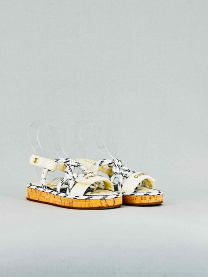 CHANEL Dad Cord Cream Quilted Size EU 36 Sandals