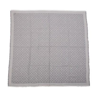 Louis Vuitton Pearl Grey Silk & Wool Denim Monogram Shawl