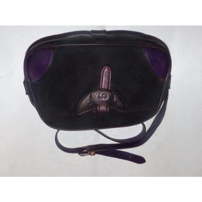 Gucci Vintage Pursesdesigner Purses Navyblack Suedepurple Leather Leathersuede Satchel