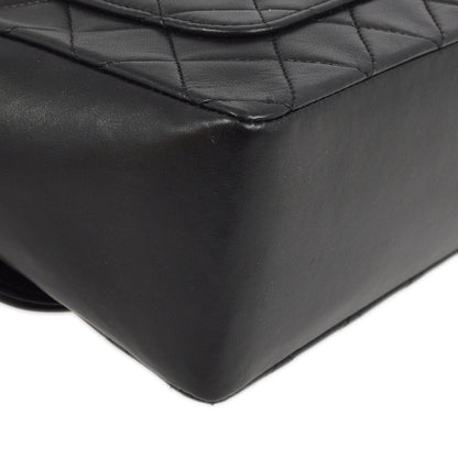 Chanel Black Lambskin Straight Flap Shoulder Bag