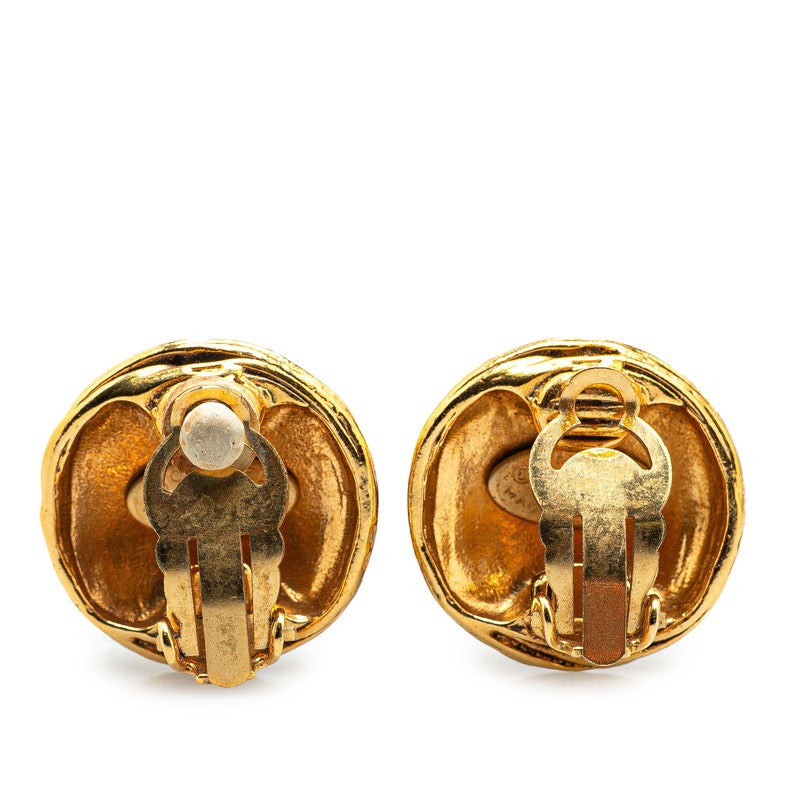 Chanel Gold Plated Coco Mark Vintage Earrings 94A