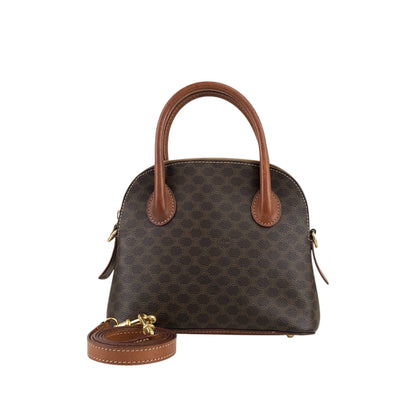 CELINE Macadam Two-way Handbag Shoulder bag Brown Vintage 764h73