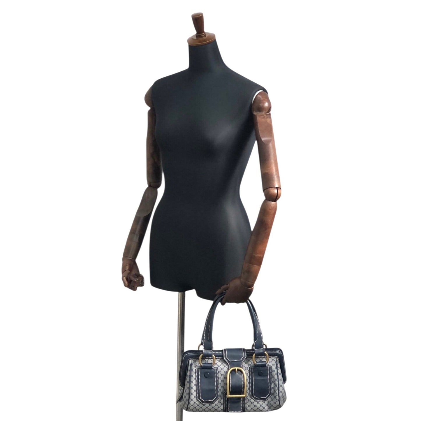 CELINE  Front Buckle Handbag Navy Vintage rk6nfn