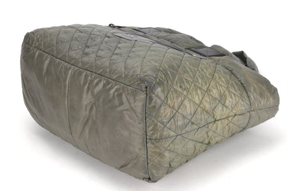 CHANEL COCO COCOON REVERSIBLE TOTE BAG (1358xxxx) ARMY GREEN & GREY NYLON SILVER HARDWARE, NO  & DUST COVER