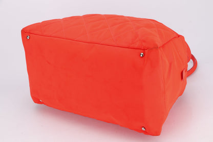 CHANEL PARIS BIARRITZ NEON ORANGE NYLON BOWLER BAG (1221xxxx), WITH