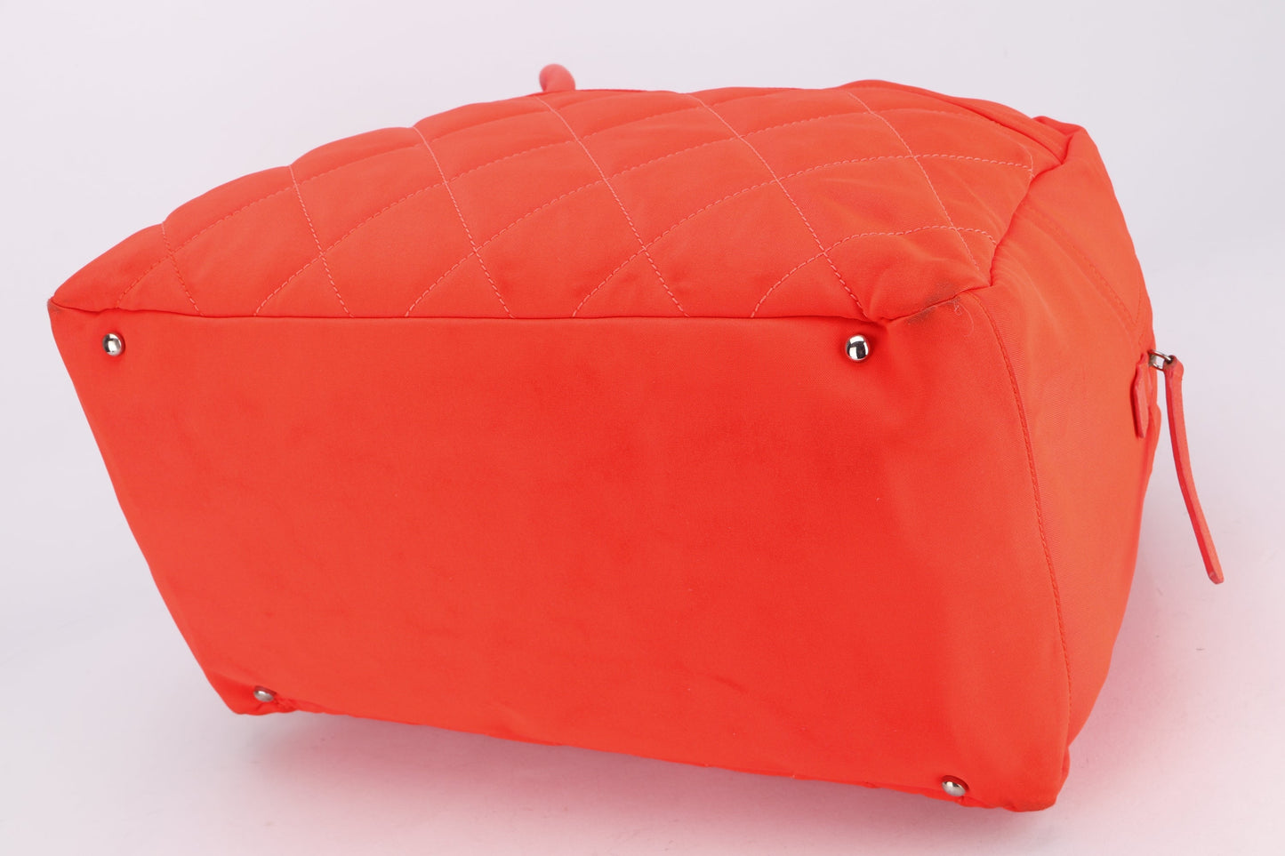 CHANEL PARIS BIARRITZ NEON ORANGE NYLON BOWLER BAG (1221xxxx), WITH