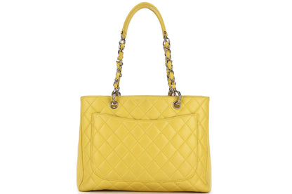 CHANEL GST (1318xxxx) YELLOW CAVIAR LEATHER SILVER HARDWARE, WITH  & DUST COVER