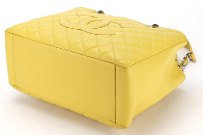 CHANEL GST (1318xxxx) YELLOW CAVIAR LEATHER SILVER HARDWARE, WITH  & DUST COVER