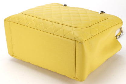 CHANEL GST (1318xxxx) YELLOW CAVIAR LEATHER SILVER HARDWARE, WITH  & DUST COVER