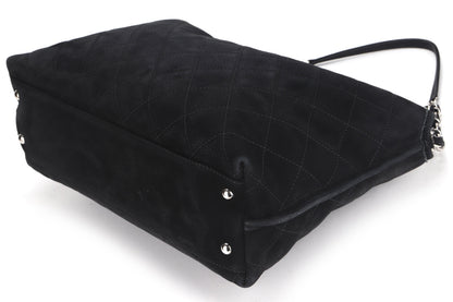 CHANEL FRENCH RIVIERA BAG (1598xxxx) BLACK QUILTED SUEDE SILVER HARDWARE, WITH  & DUST COVER
