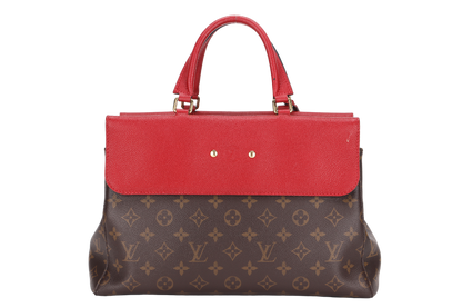 LOUIS VUITTON VENUS HANDBAG (M41738)RED LEATHER & MONOGRAM CANVAS GOLD HARDWARE, WITH STRAP, KEYS, LOCK & DUST COVER