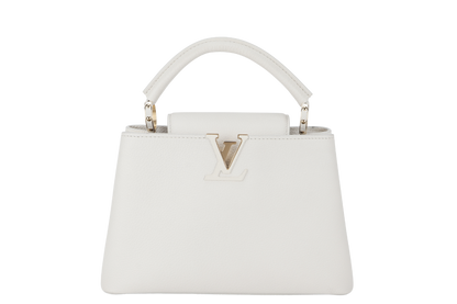 LOUIS VUITTON CAPUCINES BB TAURILLON LEATHER (M55832) GOLD HARDWARE WITH STRAPS AND DUST COVER