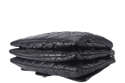 CHANEL 3 ACCORDION FLAP BAG (1390xxxx) BLACK LAMBSKIN GUNMETAL HARDWARE WITH  AND DUST COVER