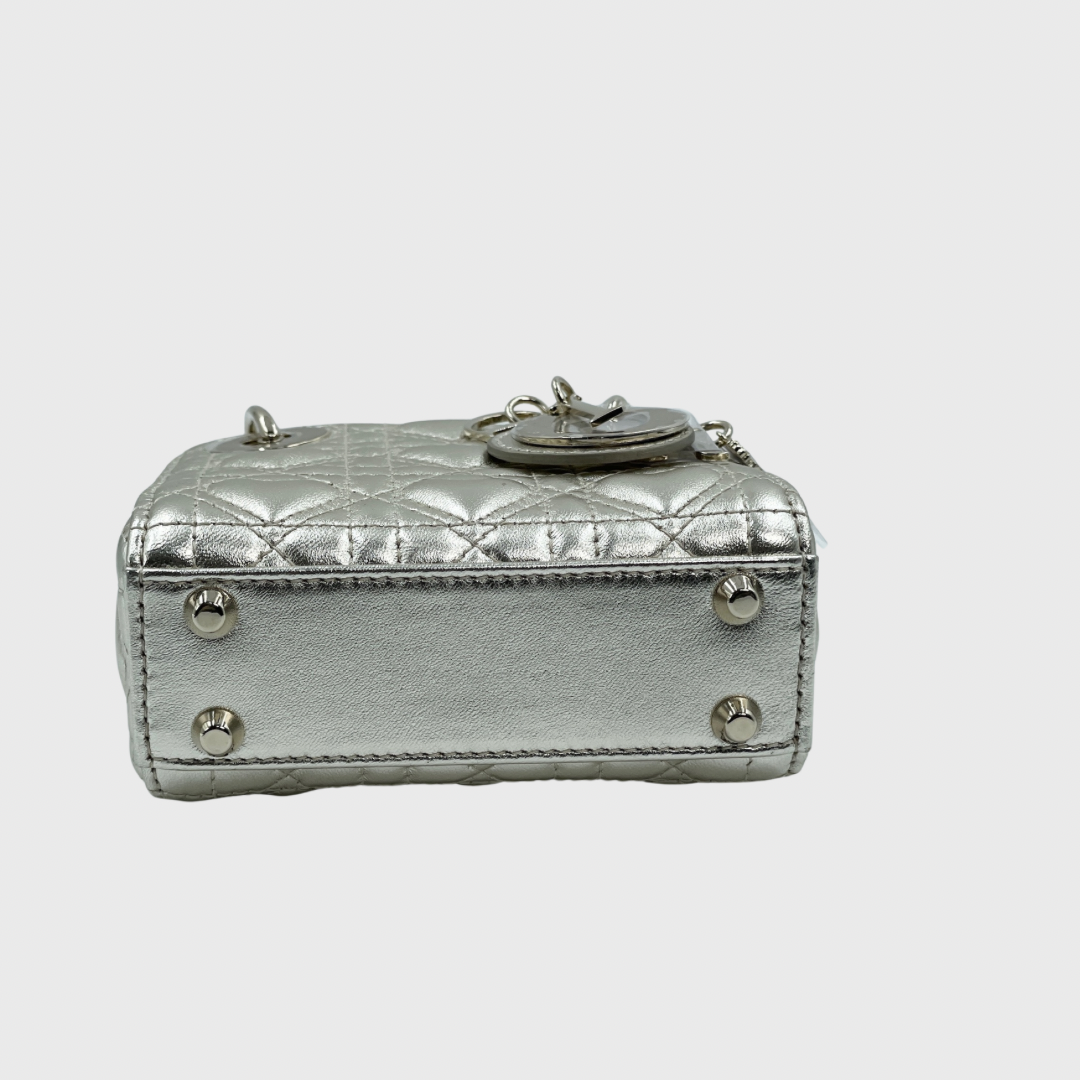 Christian Dior Lady Dior Bag Micro Lambskin Gold GHW