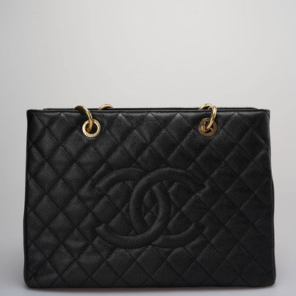 Chanel Medium Grand Shopping Tote Black GST Bag in Caviar Leather with Gold Hardware 2014