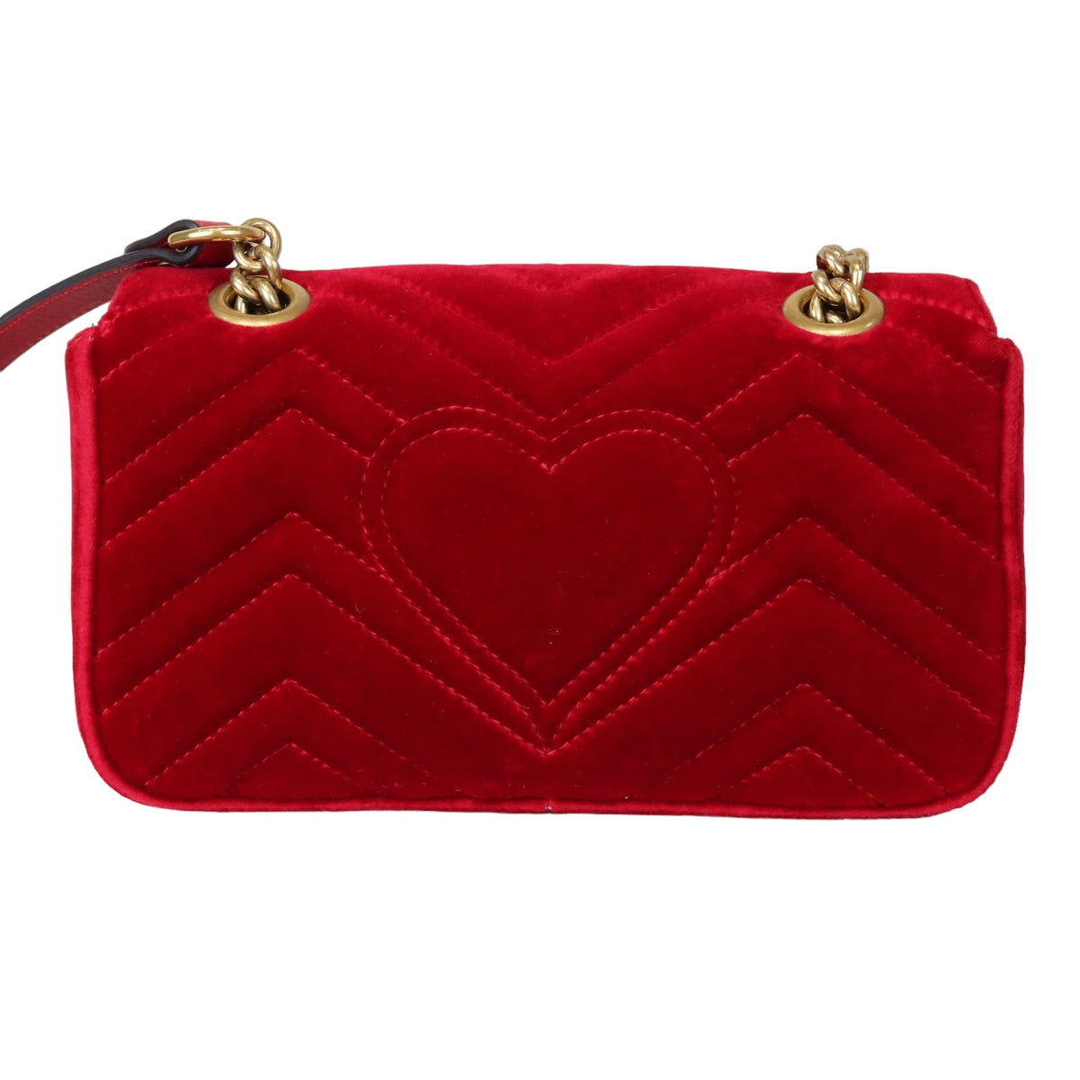 Gucci Mini Marmont Matelassé Velvet Red GHW