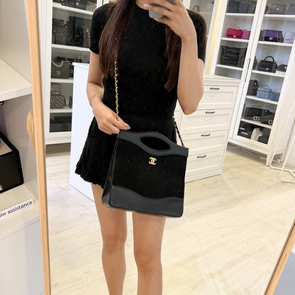 Chanel Large Vintage 31 Bag in Black Fabric and Lambskin and 24K GHW