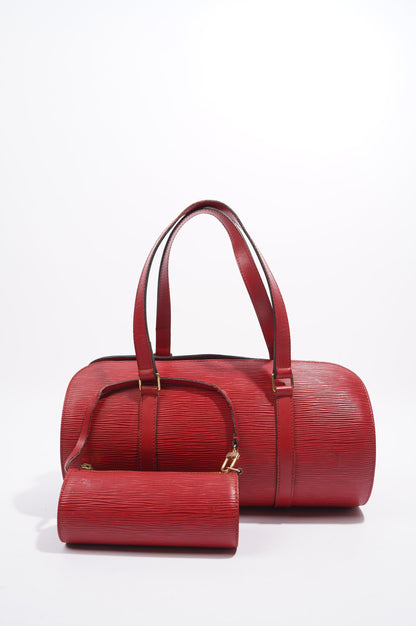 Louis Vuitton Soufflot Handbag Red Epi Leather